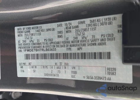 2024 Ford Bronco Big Bend from USA, damaged, VIN 1FMDE7BH7RLB03633